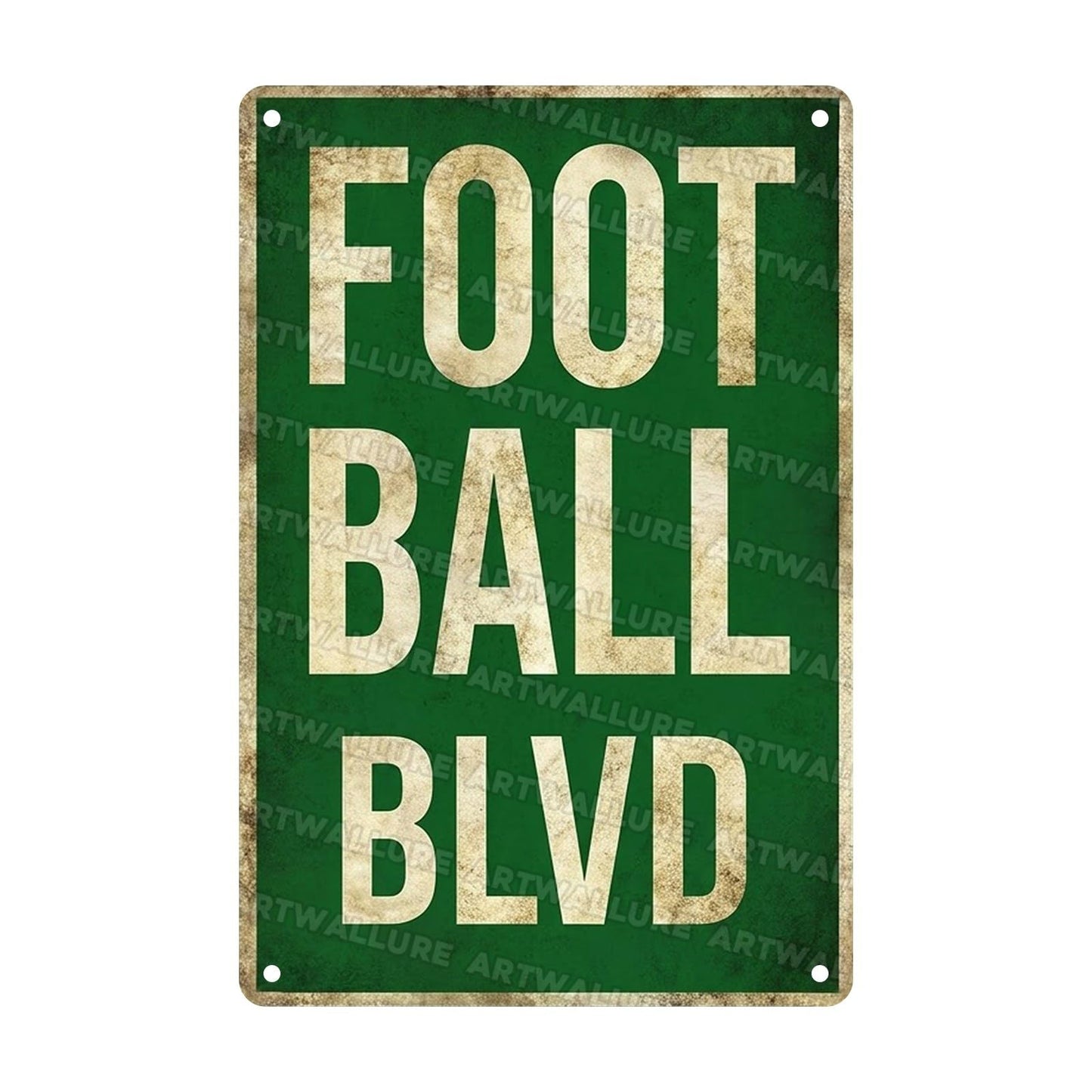 Football Sign Distressed Tin Sign Passionate Football Blvd Wall Decor For Teen Boys Man Cave Garage Bedroom Gym