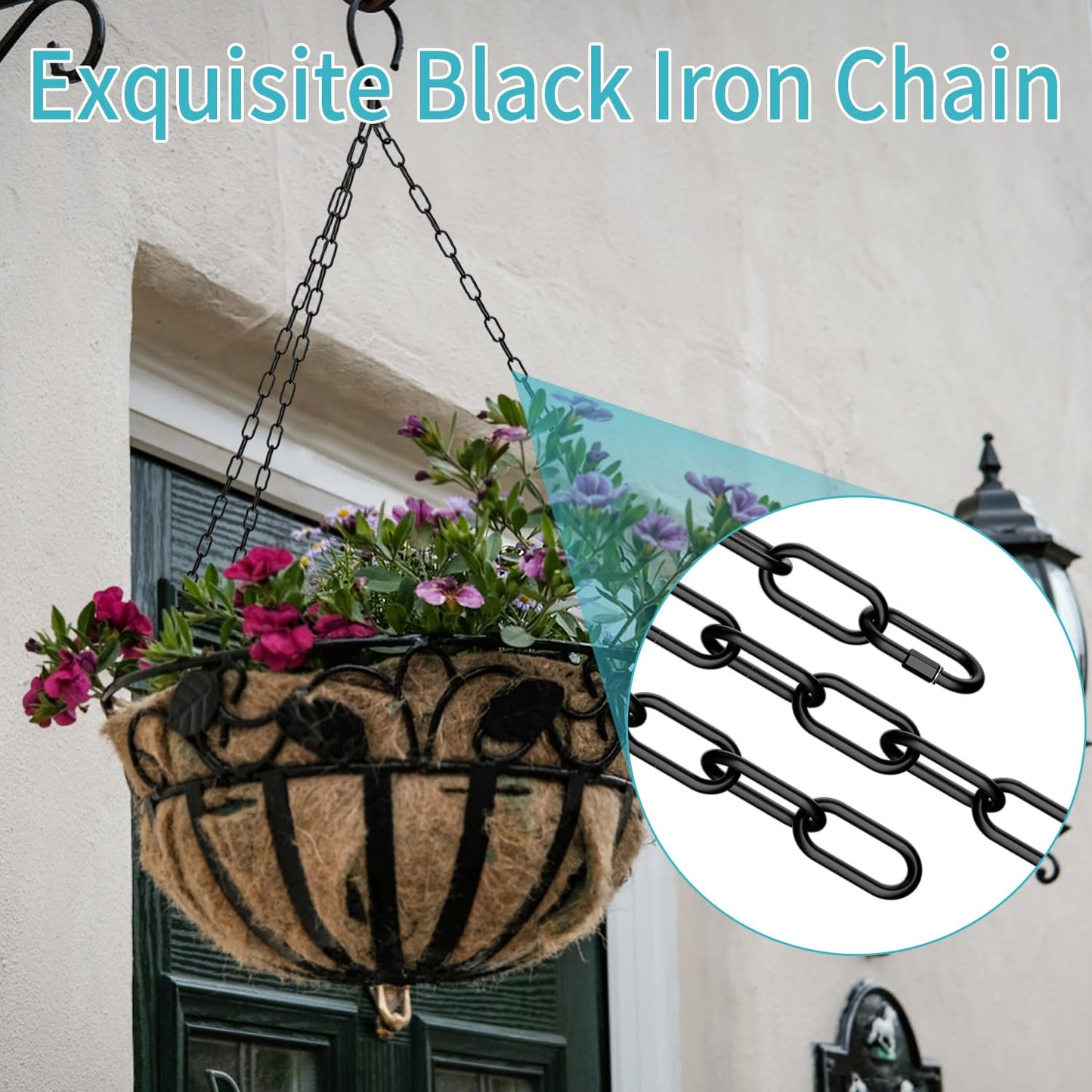 3 Feet Industrial Black Light Fixture Chain, Plant Hanging Chain, with Detachable Link, Maximum Load is 60 Pounds