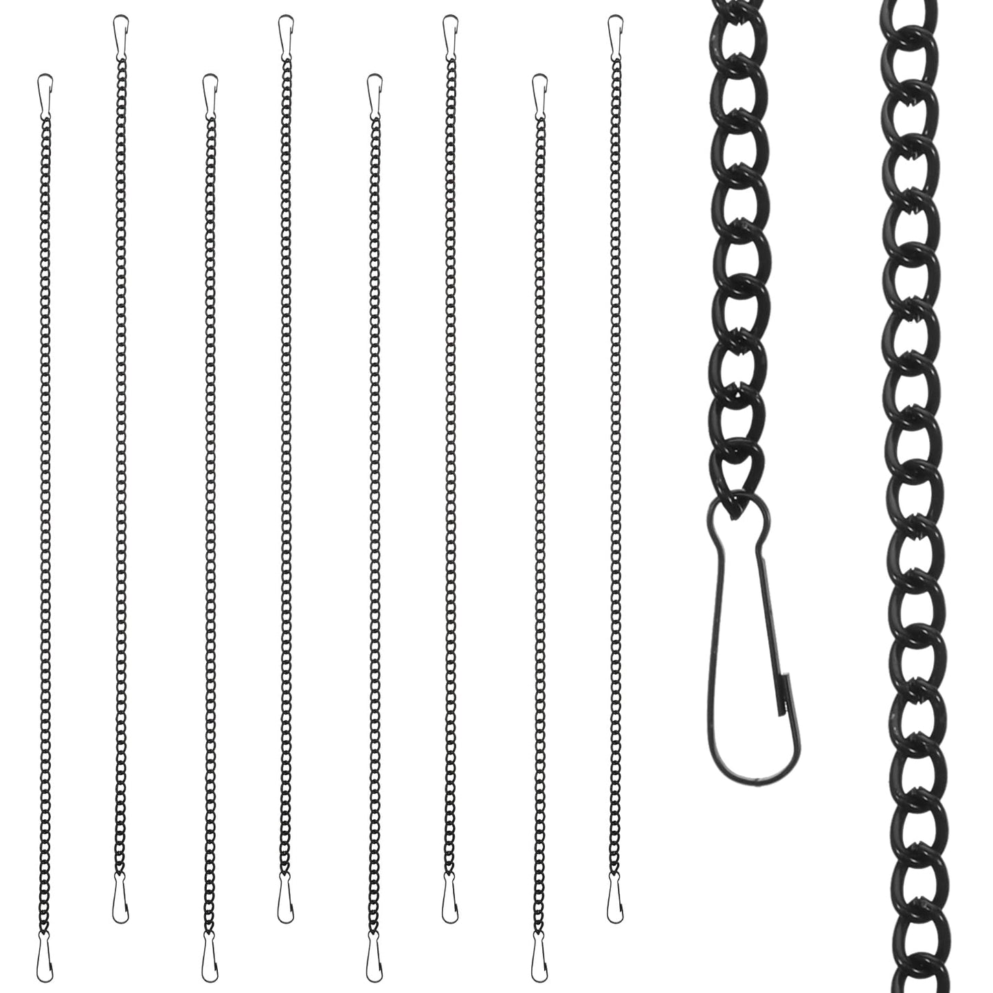 8 PCS Black Chain for Hanging Stained Glass 20 Inch Window Hang Chain to Hang Pictures with Hooks for Courtyards, Gardens, Outdoor Decoration, Walls, Decorative Art Chains