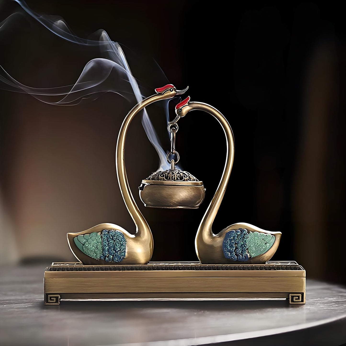 Swan Hanging Incense Holder Burner with Removable Ash Collector - Cone ncense Holder for Sticks, Brass Multi-Fuel for Yoga Meditation, Spiritual Studio Essentials, Zen Space Decorr