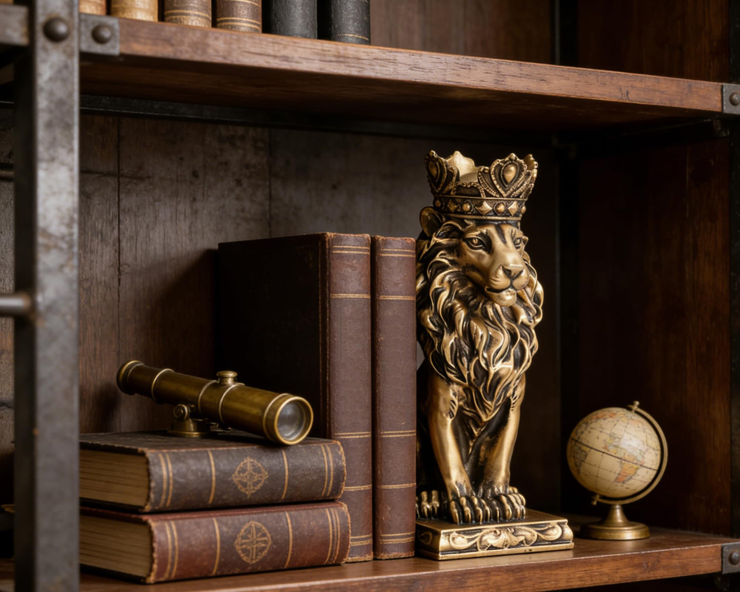 AMOIENSIS Retro Crown Lion Statue Home Decor Sculpture for Living Room, Office, 9 Inch Regal Figurine Strength Symbol Gift for Leos & Lion Enthusiasts