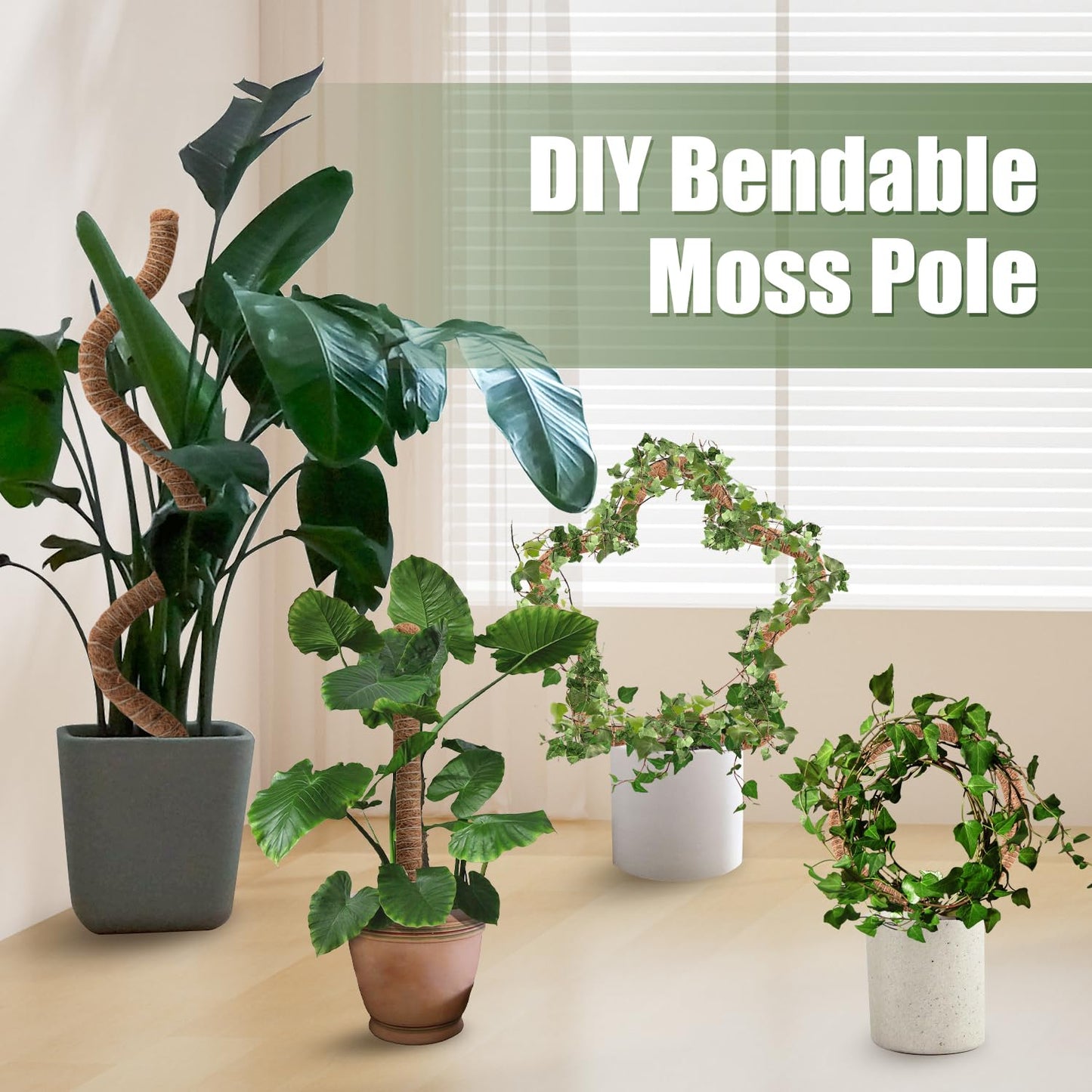 Handmade Coco Coir Moss Pole - 48 Inch Bendable Sticks Support for Climbing Plants, Monstera, Indoor Plants to Grow Upwards