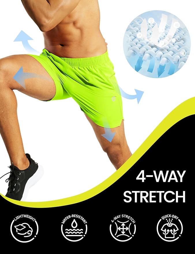 Nepest Men's 5?™â€?Athletic Running Shorts with Pockets, Lightweight Quick Dry Gym Workout Training No Liner Shorts