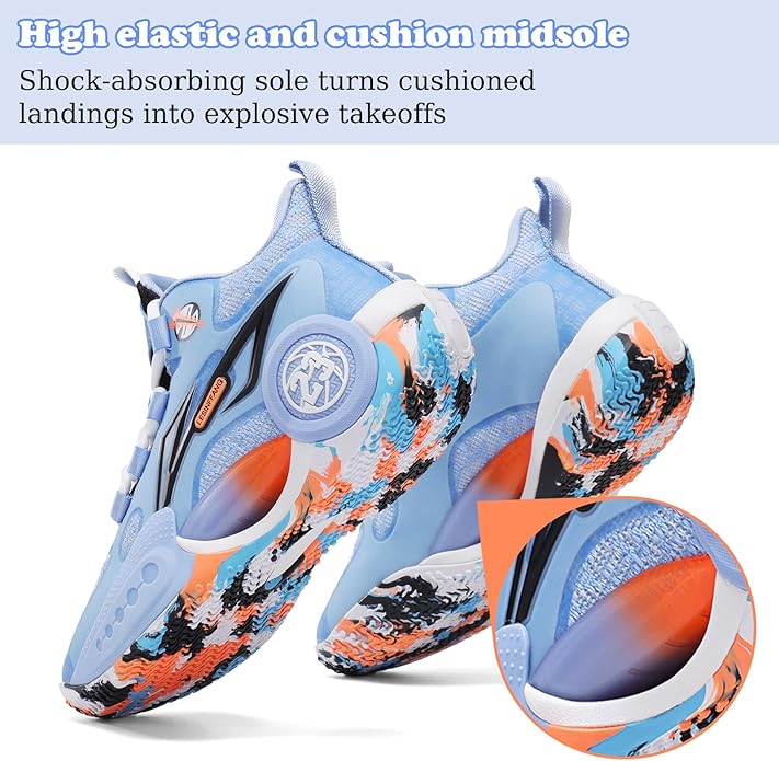 JMFCHI Kids Basketball Shoes High-top Sports Shoes Sneakers Durable Lace-up Non-Slip Running Shoes Secure for Little Kids Big Kids and Boys Girls
