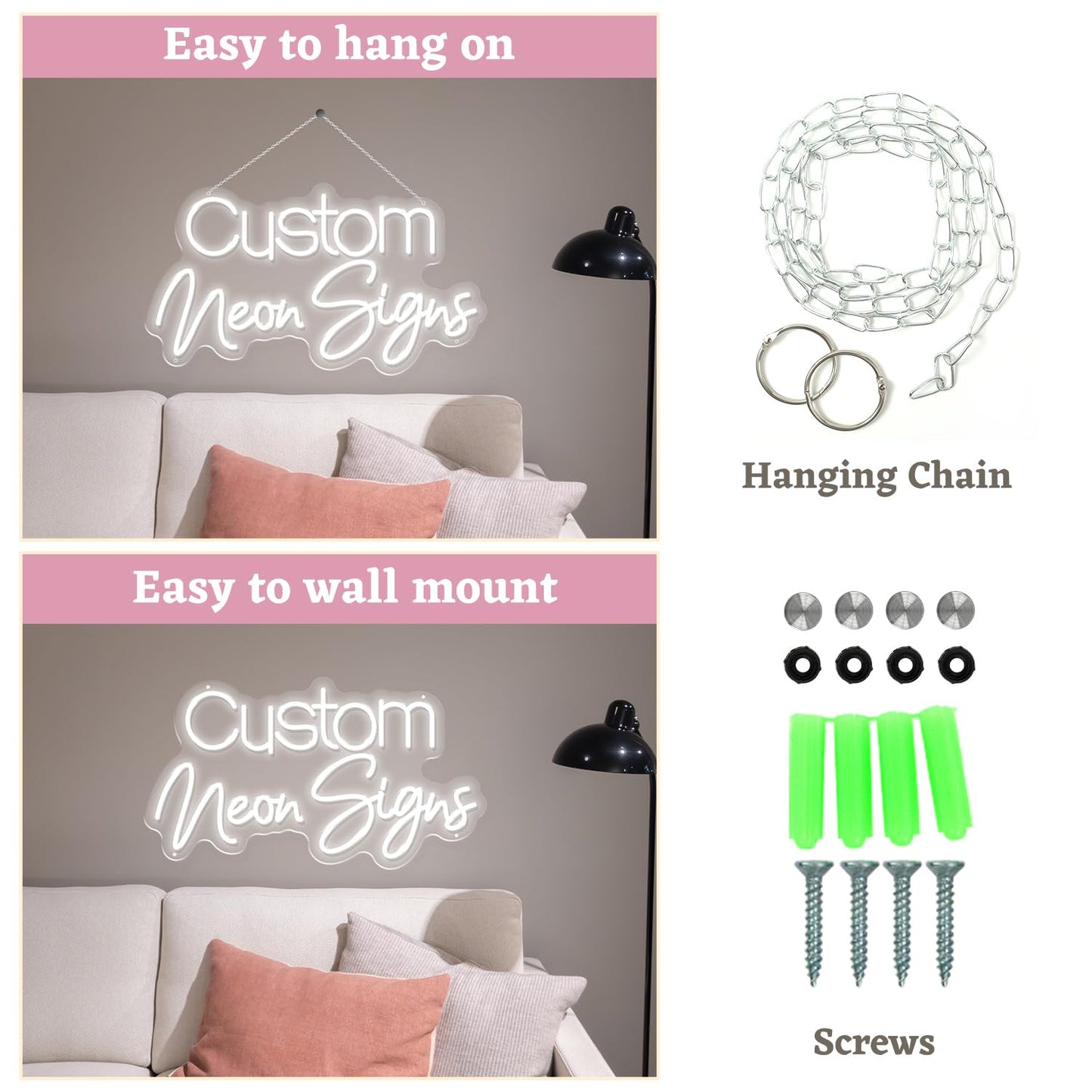 Brochao Custom Neon Signs, Neon Name Sign for Wall Decor Personalized LED Sign Custom Neon Lights for Wedding Birthday Party Light, Christmas Decoration Gift