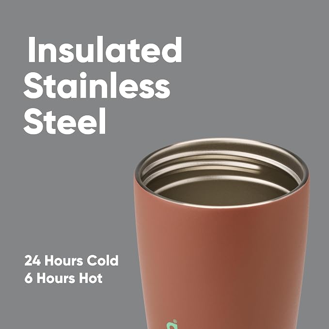 Owala SmoothSip Slider Insulated Stainless Steel Coffee Tumbler, Reusable Iced Coffee Cup, Hot Coffee Travel Mug, BPA Free 12 oz, Grey/Brown (Cozy Cocoa) (Pack of 8)