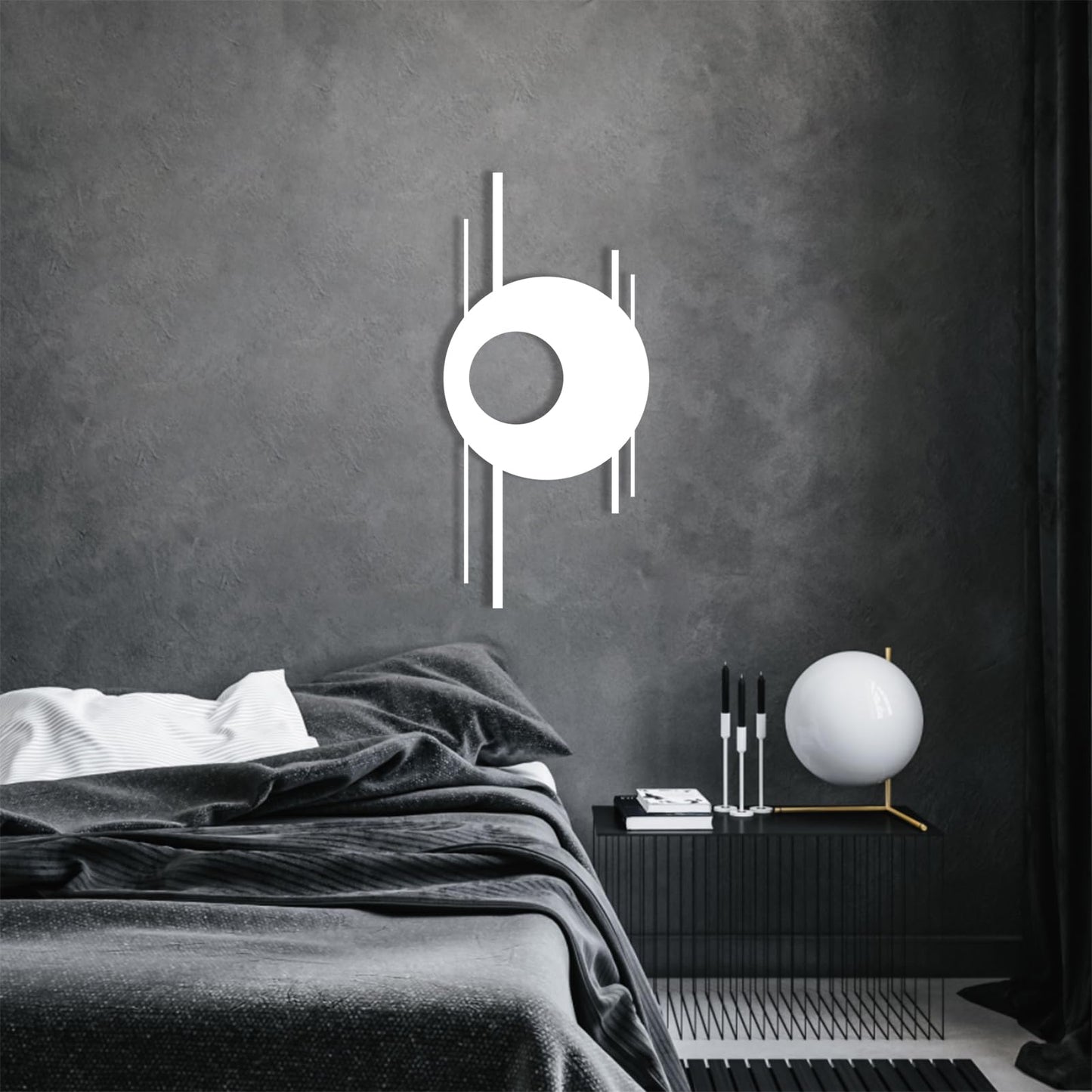 Metal Abstract Geometric Decor, Minimalist Wall Art, Geometric Lines Metal, Rustic Modern Living Room Decor, Housewarming Gift (Silver, 14 x 30 inch / 36 x 76 cm)
