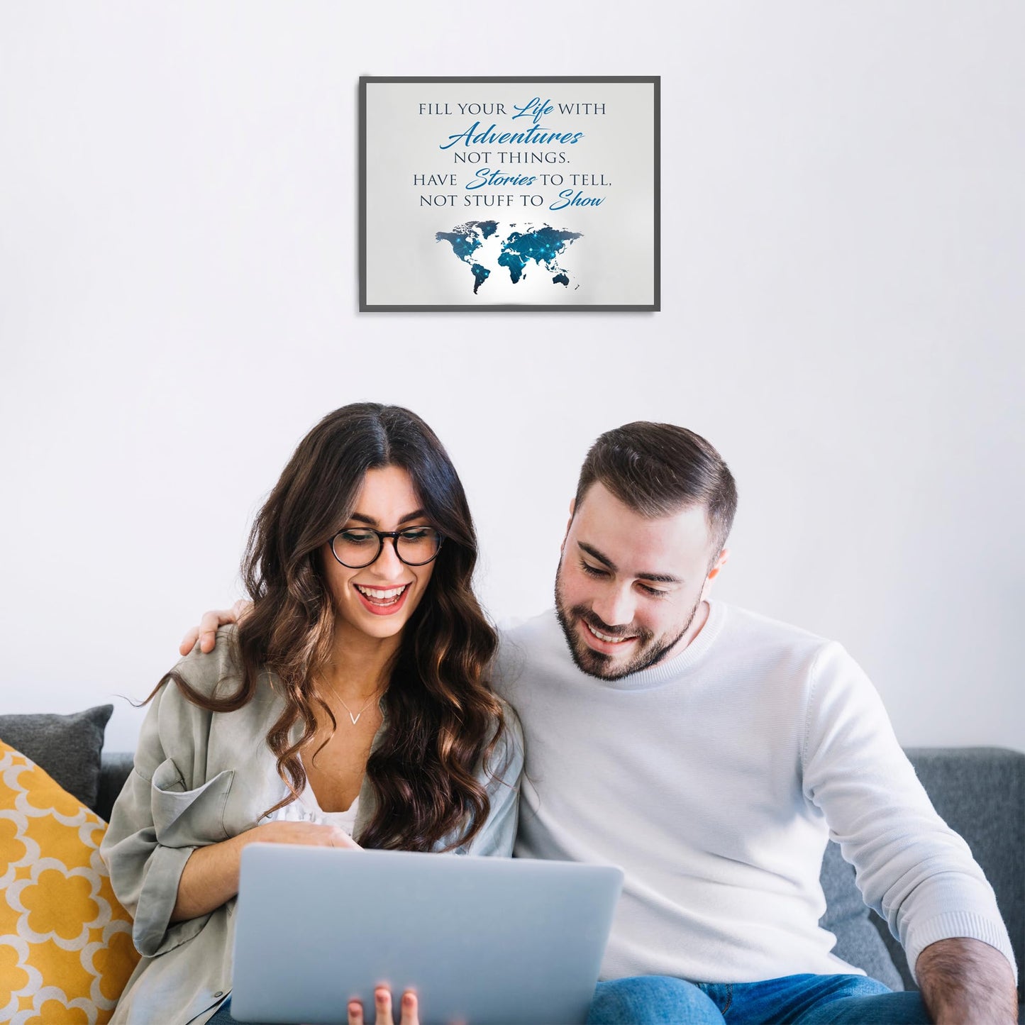 Fill Your Life With Adventures, Not Things - Travel Quote Wall Art 10x8 Unframed, Inspirational World Map Print for HDecor, Office Decor, Bedroom Decor & Classroom, Great Reminder Gift, Unframed -10x8