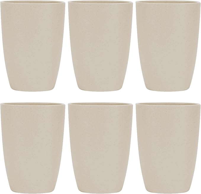 Wheat Straw Reusable Cup (12 oz) - Unbreakable Drinking Glasses Sets of 6 - Dishwasher Safe Tumbler - Lightweight, BPA Free and Eco friendly (6Pcs/Beige)