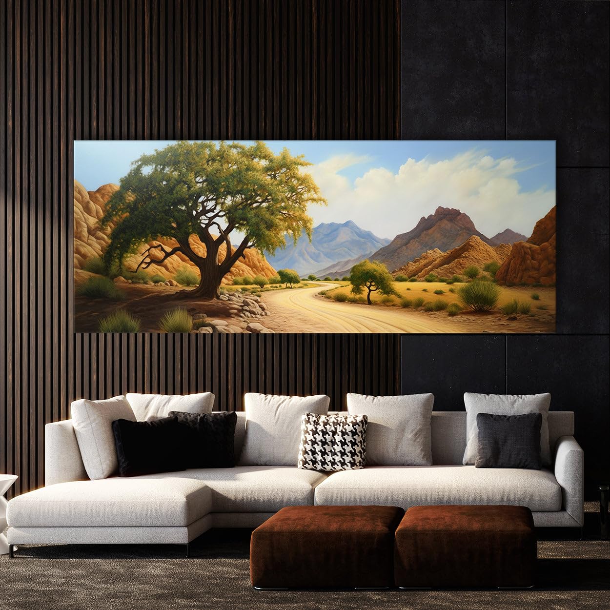 Sense Canvas Desert Landscape Road 8 Canvas Art - Home Decor Wall Art Print Poster Painting Large 40x16 / 0.75"