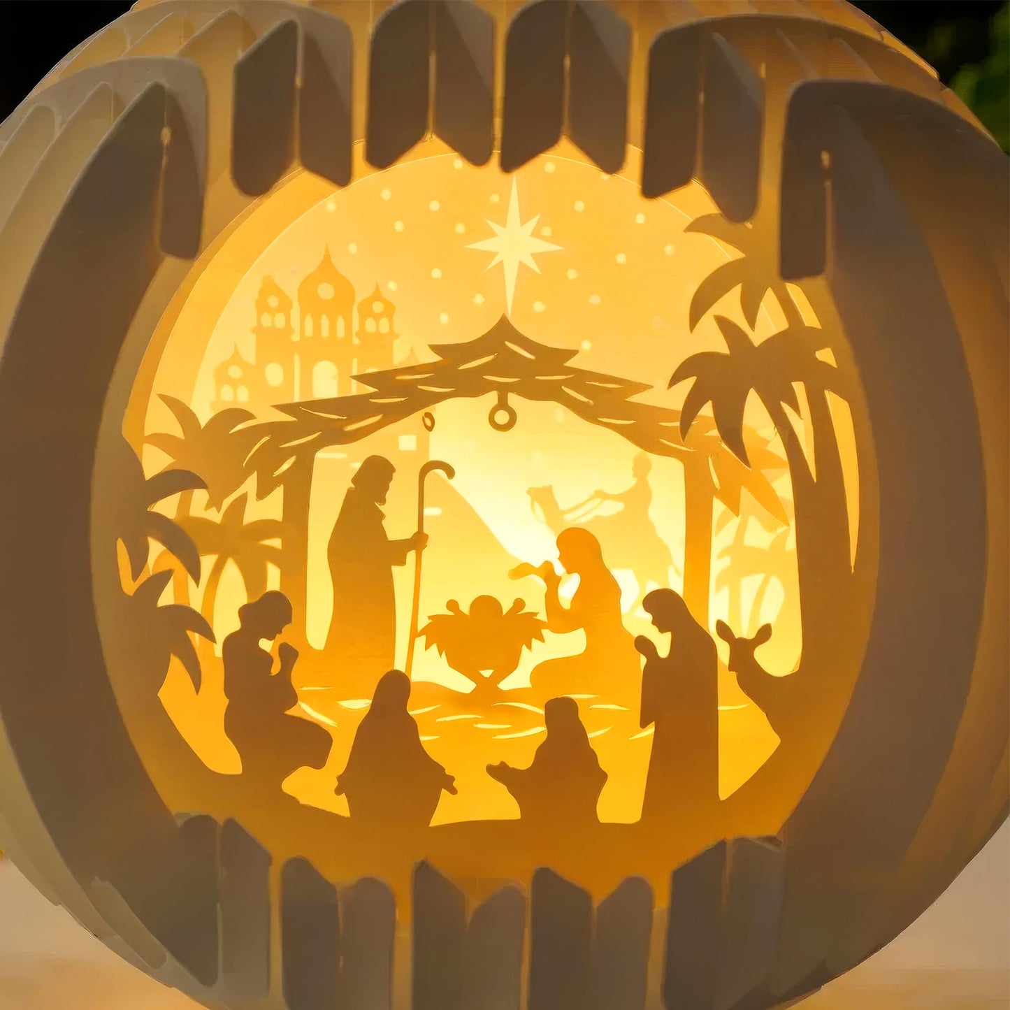 Light Up Nativity Scene Indoor with LED Light for Tabletop, Paper Christmas Jesus Decorations, Small Nativity Easter,Christmas Story Gifts,Religious Christian Gifts for Women,Nacimientos de Navidad