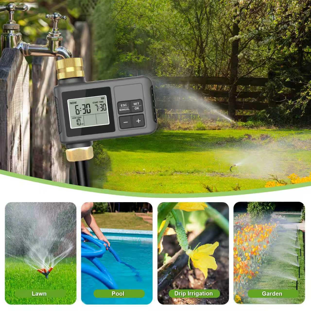 120 Ft Drip Irrigation System with Smart Water Timer – Automatic Garden Watering Kit with Solid Brass Metal Connectors, 360° Adjustable Nozzles & Bendable Tubing for Garden, Greenhouse & Lawn
