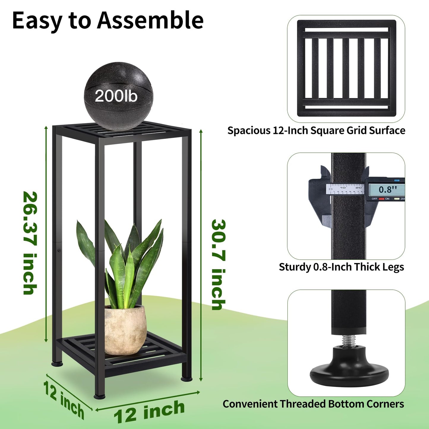 Lilybud--lily 2-Pack Plant Stand Indoor Outdoor, Heavy Duty Wrought Iron Pedestal Stands, Metal Plant Stand Decorative Flower Stand for Patio Garden Deck Living Room