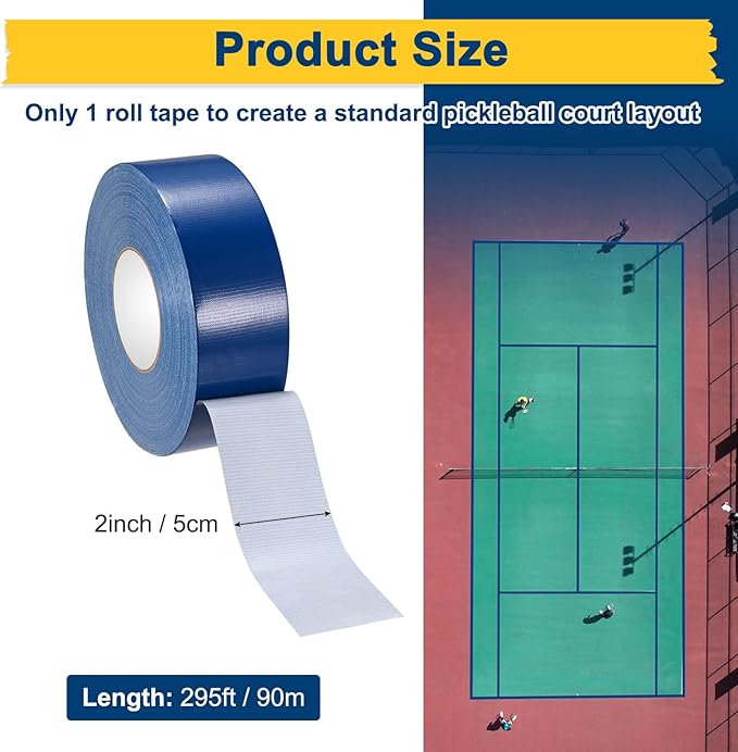 Pickleball Court Tape, Outdoor Pickleball Lines, No Residue Court Marking Kit for Temporary/Gym/Tennis/Driveway/Badminton/Backyard/Sport
