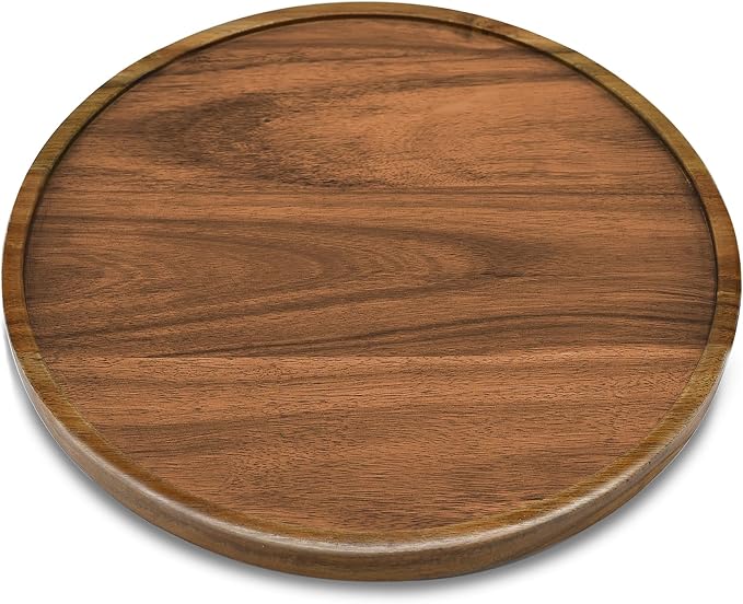 13" Acacia Wood Lazy Susan Organizer Kitchen Turntable for Cabinet Pantry Table Organization