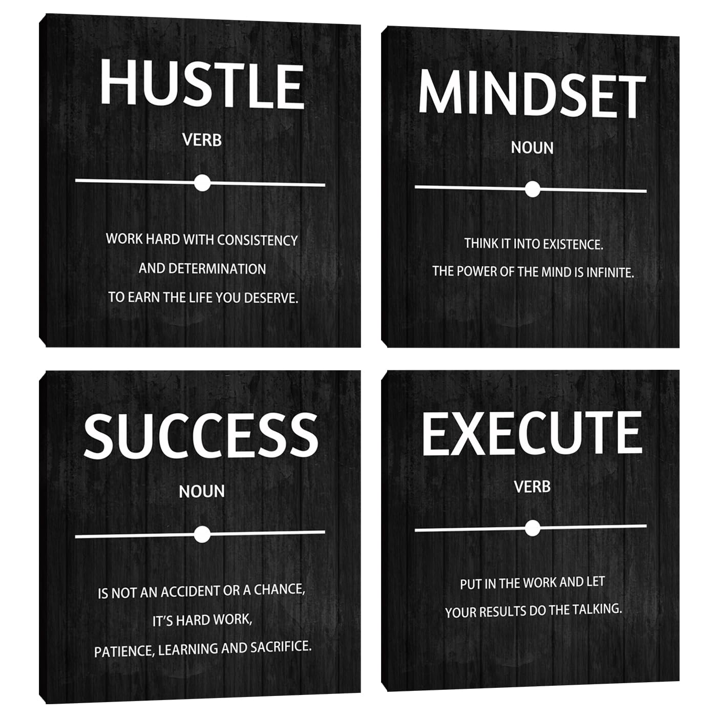 Halioyo Motivational Wall Decor Inspirational Office Quotes for Living Room Bedroom Canvas Posters Painting 4 Pieces Modern Wall Art Home Office Decor 12”X12”X4