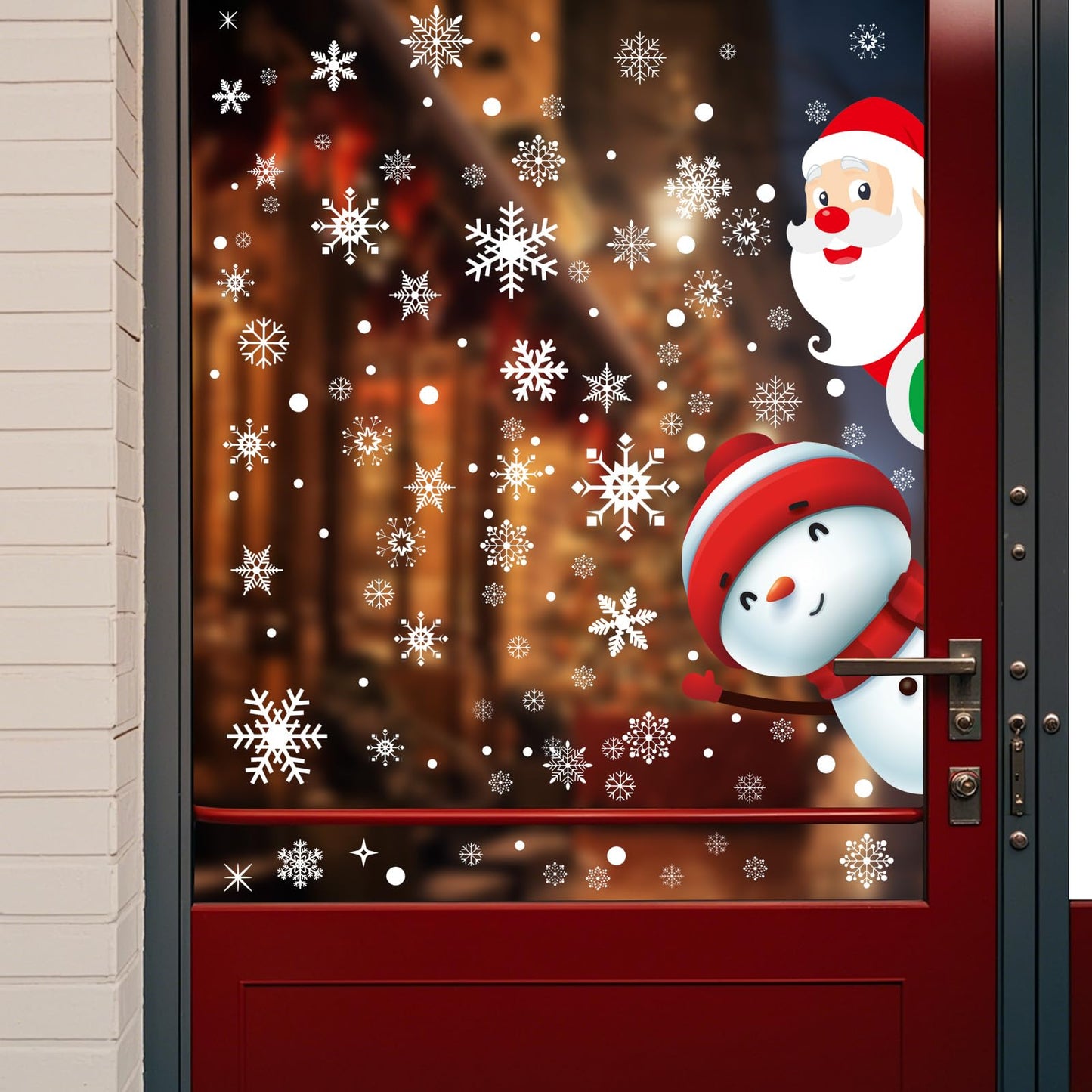322Pcs Christmas Window Clings Xmas Snowflakes Decorations Santa Claus Reindeer Snowman Snowflake Xmas Decals Stickers for Glass Winter Holiday Home Party