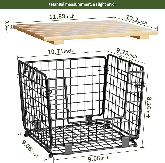 Wire Storage Basket for Kitchen Pantry: GGIU Stackable Kitchen Counter Organizers - Wire Organizing Bin for Produce Fruit Vegetable Potato and Onion Black