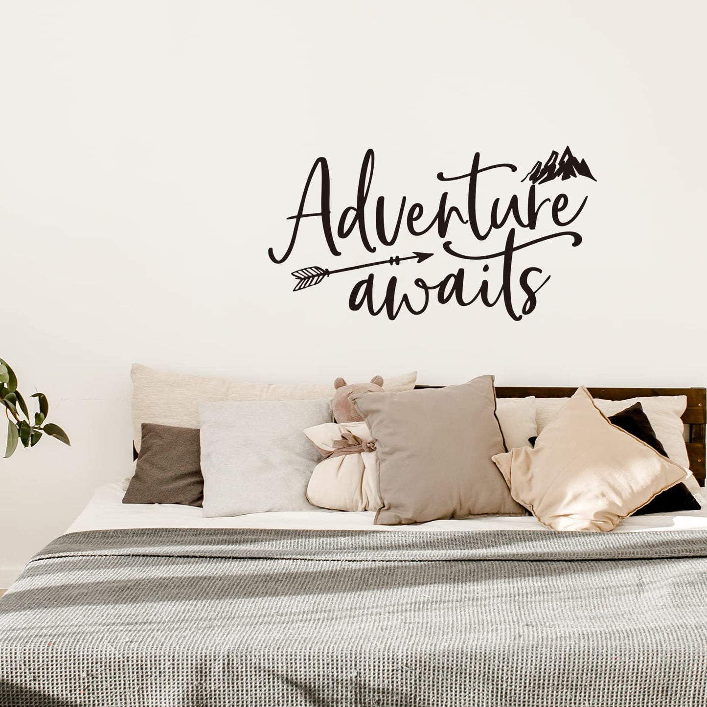 Adventure Awaits Vinyl Wall Decal Inspirational Quotes Wall Art Lettering Bedroom Living Room Decor