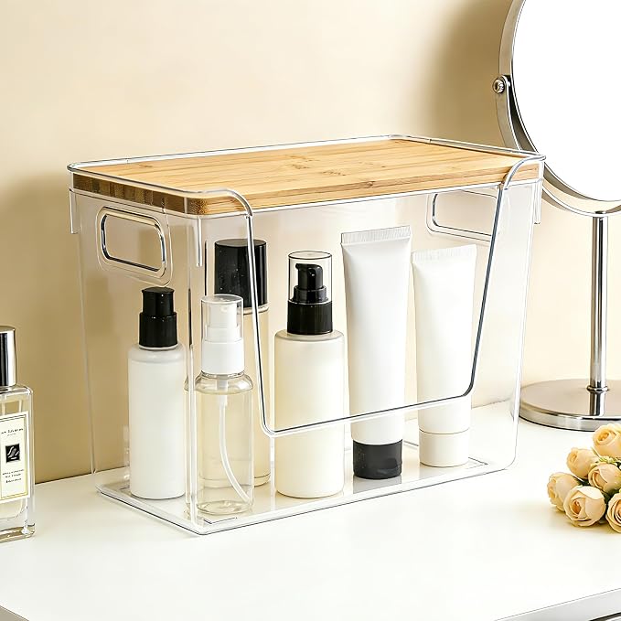 2 Set Pantry Organizers and Storage - Stackable Pantry Storage Bin Containers for Potato, Onion, Garlic, Fruit, Vegetable, Produce - Clear Front Open Kitchen Under Sink Organizer with Lid