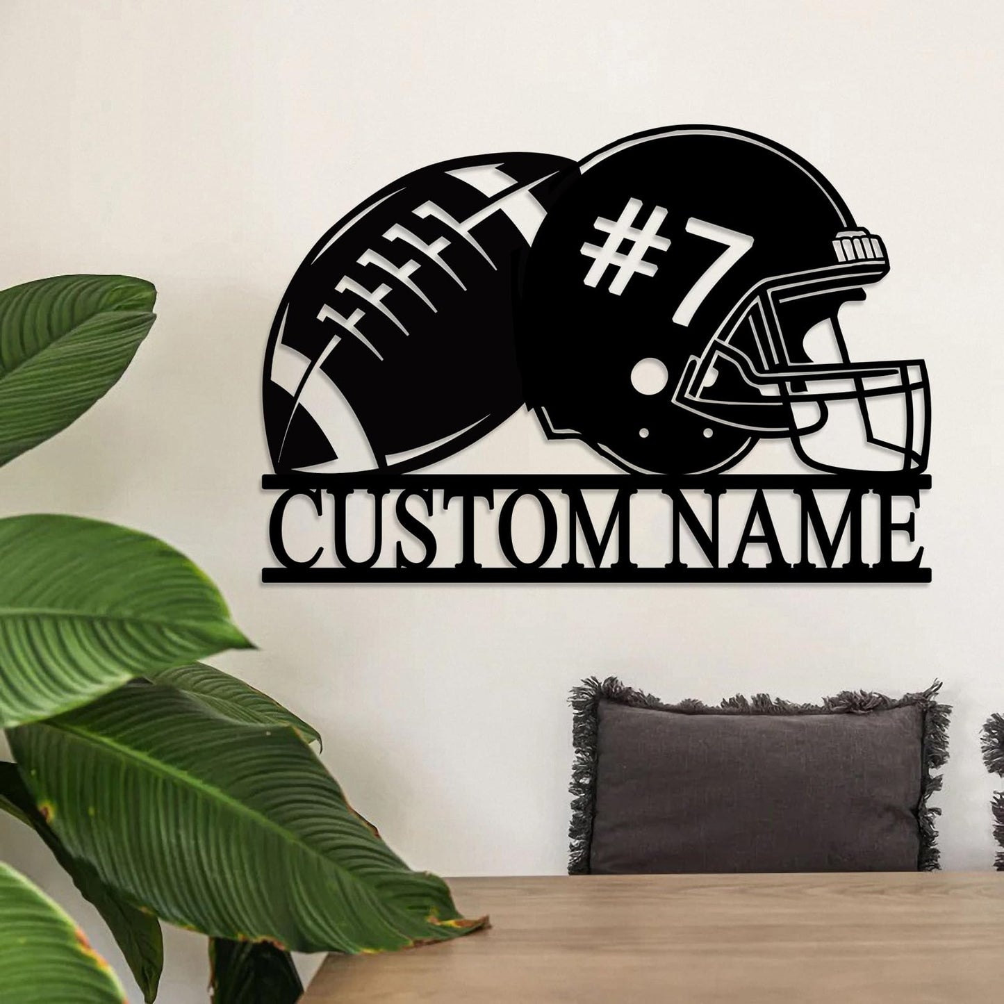 Custom Football Metal Sign Personalized Football Player Metal Wall Art Customized Name & Number Wall Decor for Teen Boys Kids Personalized Coach Gifts