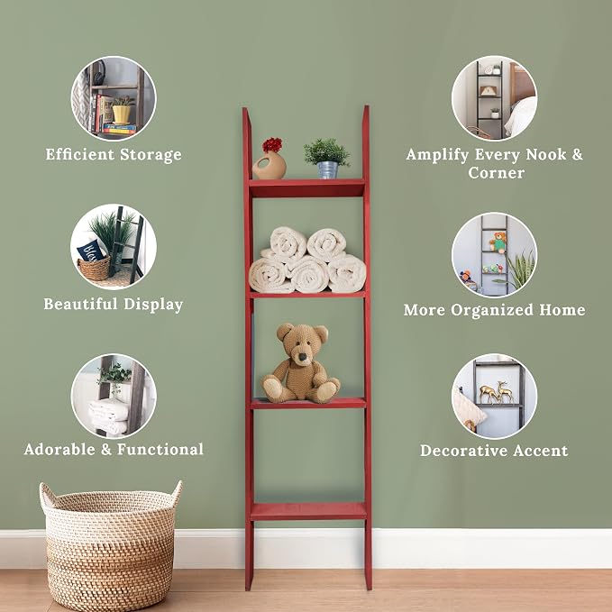 BARNWOODUSA Throw Blanket Ladder – Fully Assembled Reclaimed Wood – Rustic Decorative Ladder for Towels, Quilts, & More – Perfect Farmhouse Decor for Bathroom, Porch, or Living Room,4ft.