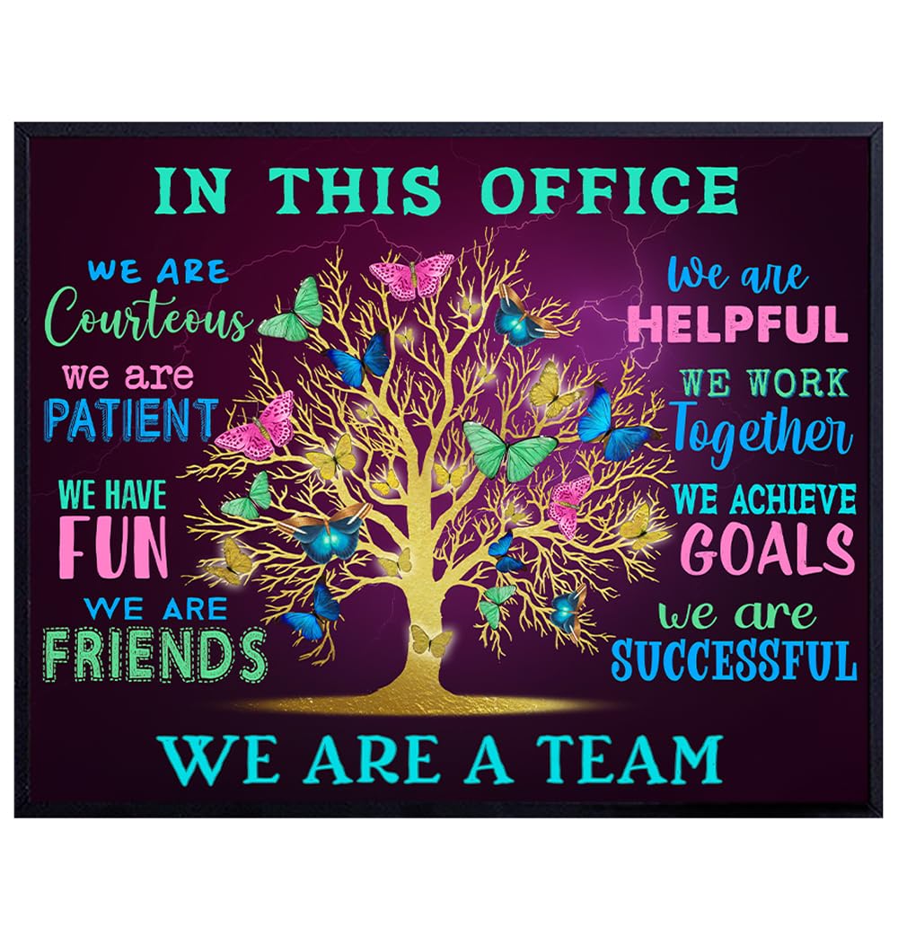 YELLOWBIRD ART & DESIGN Office Wall Art & Decor - Teamwork Wall Art - Inspirational Quotes Wall Art - Motivational poster - Positive Quotes Wall Decor - Home Office Decor - In This Office