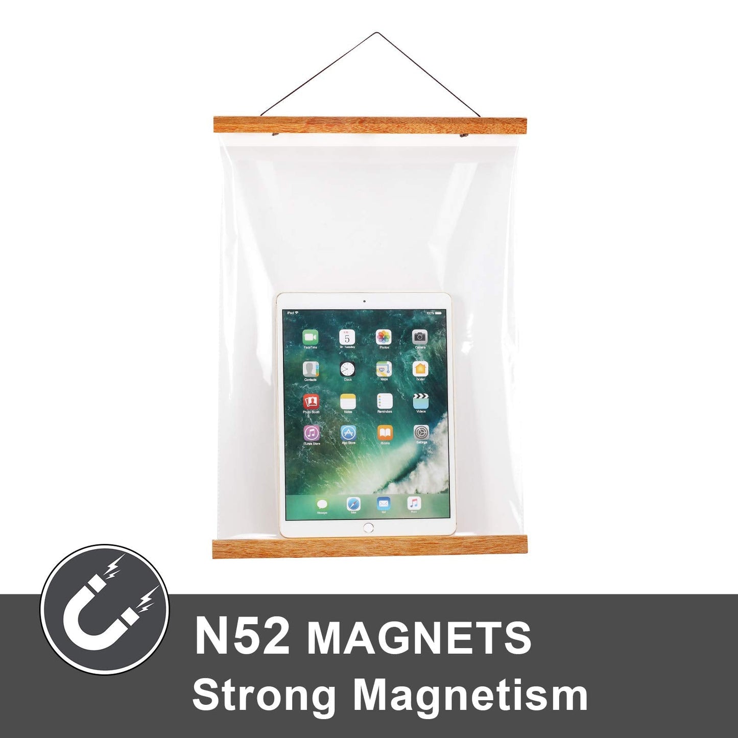 WITCOLOR Magnetic Poster Hanger Frame, 14 Inch Wide Teak Wood Magnet Poster Frame for Posters, Prints, Photos, Pictures, Maps, Scrolls, and Canvas Artwork