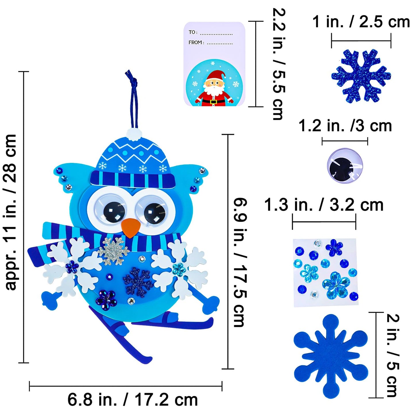 Winlyn 24 Sets Winter Craft Kits Christmas Crafts DIY Snowflake Owl Ornaments Decorations Craft Kit Festive Foam Stickers Winter Arts and Crafts for Kids Holiday Home Classroom Activities Party Favors