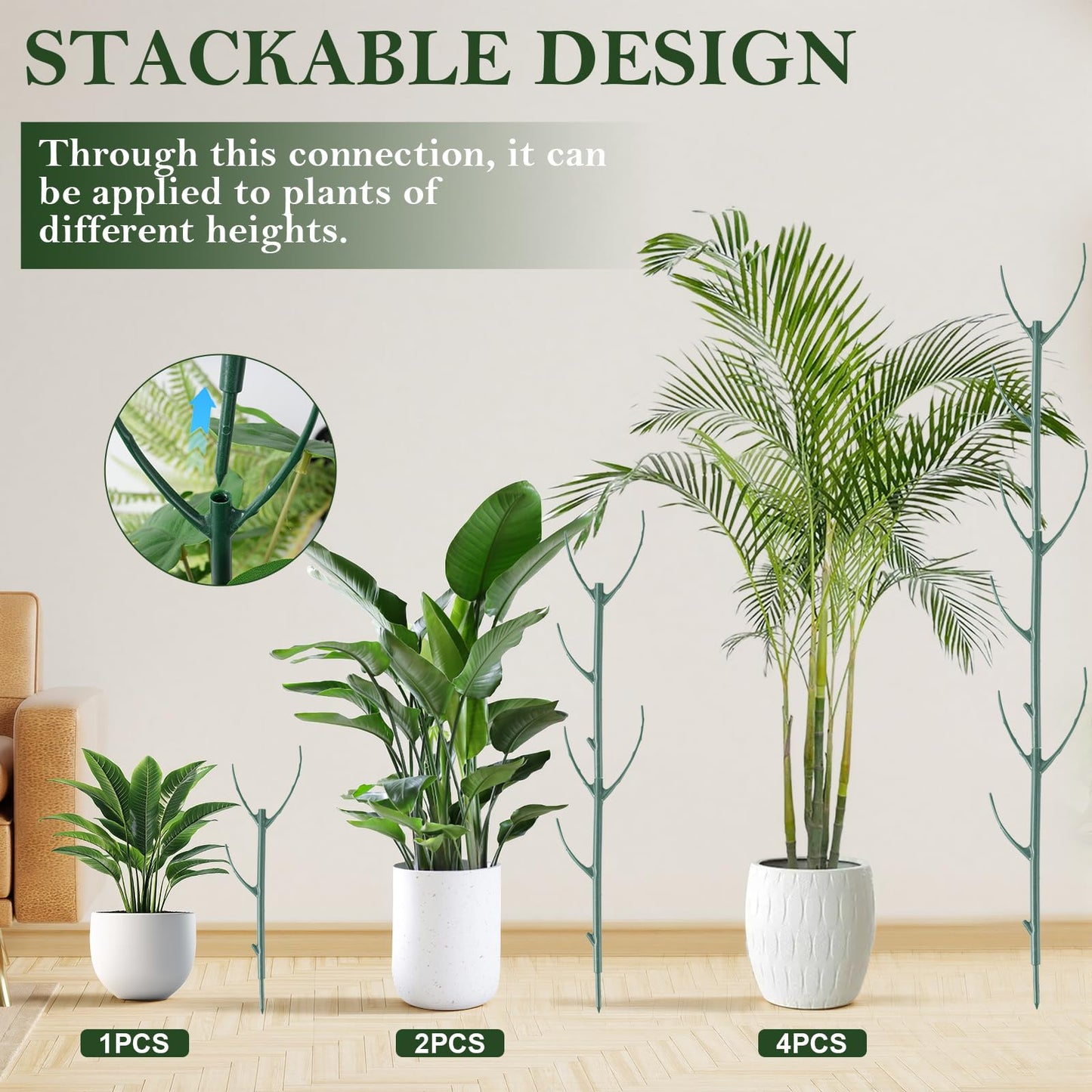 12pcs Plant Support Stakes, Monstera Plant Support Stakes for Indoor Plants with 20 Meter Binding Wire, 2 Meter Velcro Roll and 50 pcs plant clips, Perfect for Supporting Monstera and Climbing Plants