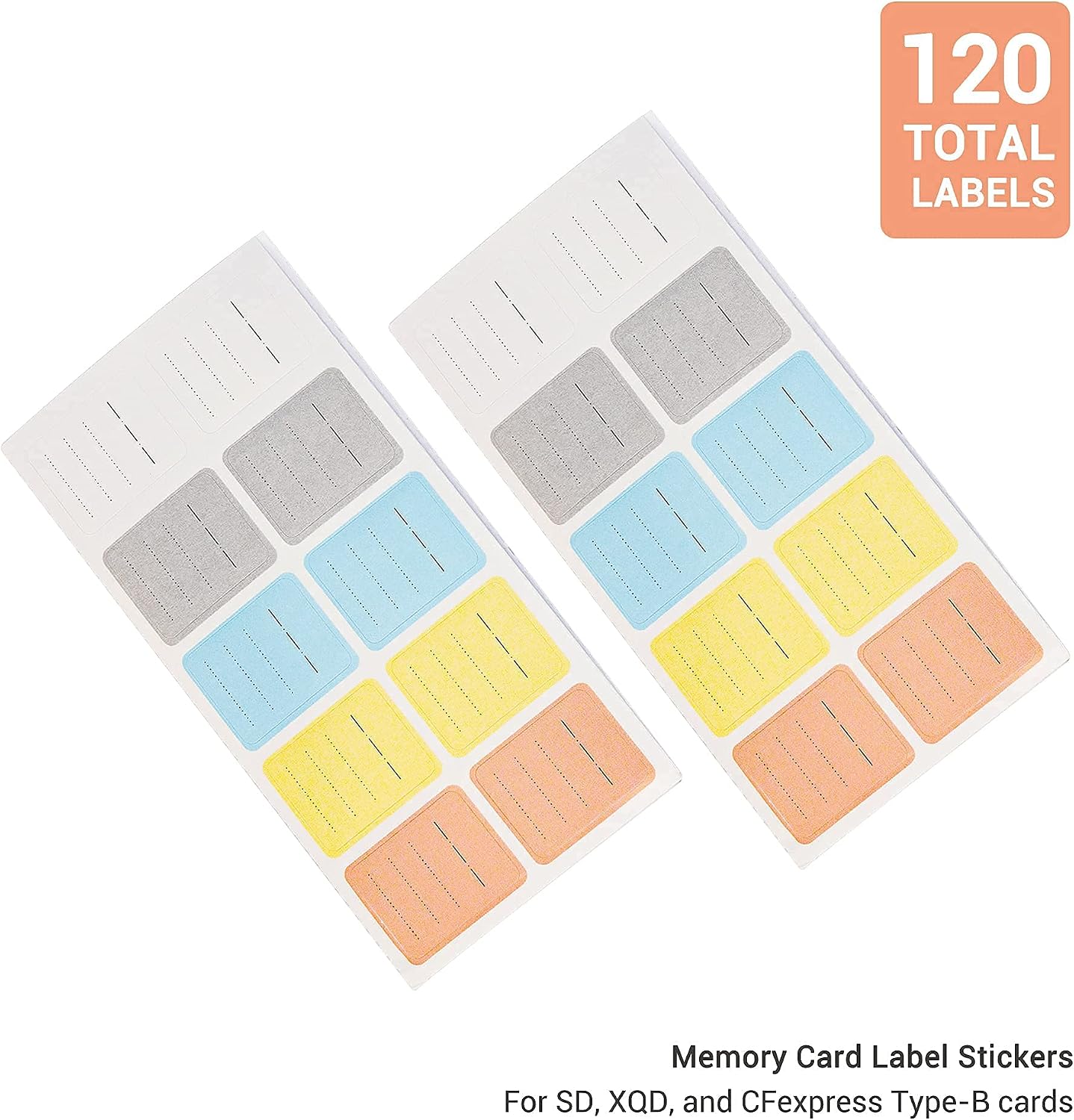 (120 Count) Multi-use Label Printable Stick-On Camera Memory Card Labels SD SDHC SDXC XQD CF CFexpress Type-B Card USB