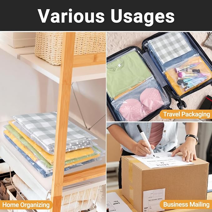 Bikini Bags Organizer Clear, Plastic Shirt Bags for Small Business, Swimsuit Swimwear Bathing Suit Storage, T Shirt Packaging, 10x8 inch, Pack of 50, 3 Mil with Vent Holes