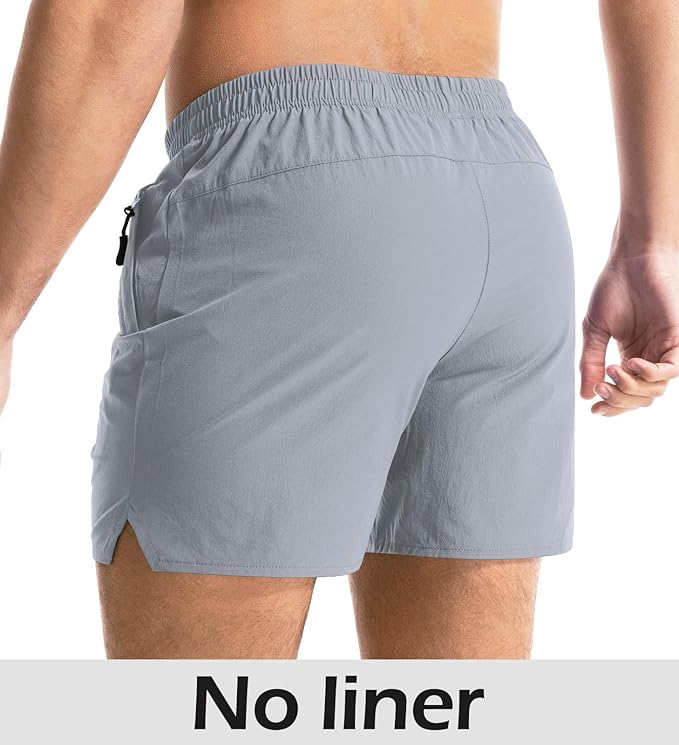 Aolesy Men's Gym Shorts Linerless & Liner - 5" Quick Dry Workout Running Shorts with Zip Pockets Sports Athletic Shorts