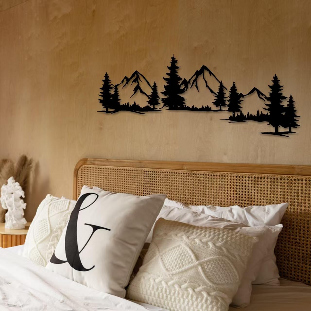 Xedatric 15.35 * 44.09 Inchs Mountain and Forest Metal Wall Decor, Horizontal Wall Art Nature Landscape, Large Metal Wall Art Evergreen Trees Forest Wall Decor,Housewarming Gift