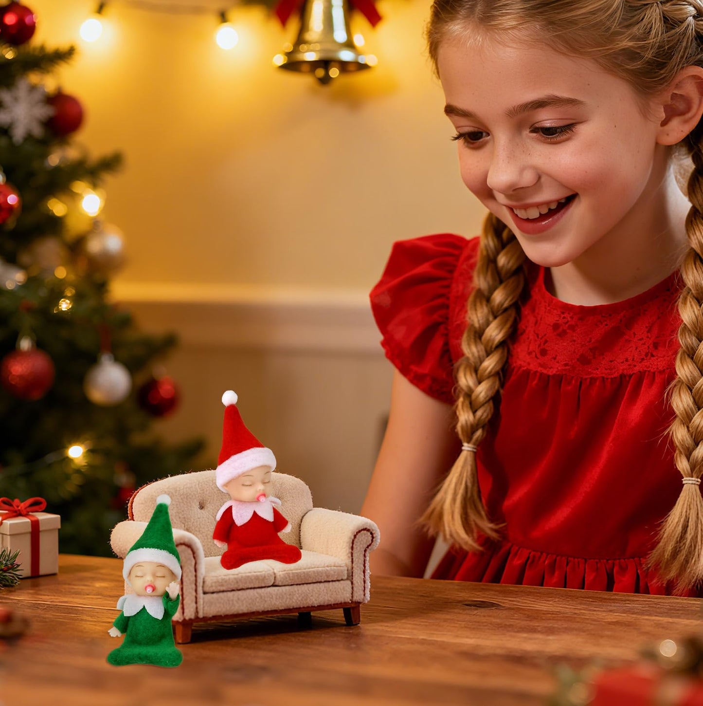 Voiiake Christmas Tiny Elf Doll Baby Miniature Elf Decoration Boy and Girl Xmas Family Kids for Christmas Decorations Doll Ornament Stocking Stuffers