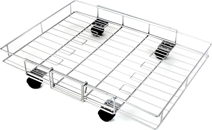 MSR Imports Expandable Rolling Metal Storage Basket-Home and Kitchen Storage Solution,Silver