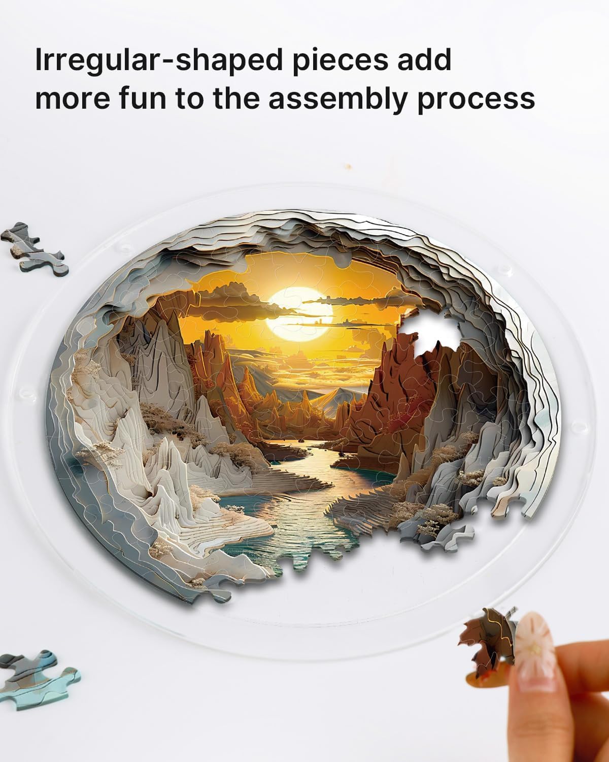 Acrylic Puzzles Suncatcher Window Hanging, Sunset Canyon Puzzle, Acrylic Suncatcher for Doors Garden, Mother's Day Christmas Birthday Gifts for Women Men (M - 8.2 * 8.2 in)