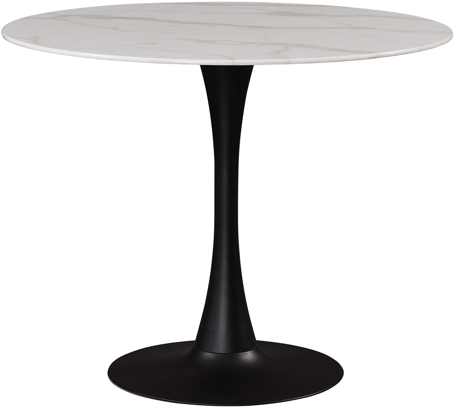 Meridian Furniture 973-T Holly Collection Modern | Contemporary Round Dining Table with Faux Marble Table Top and Rich Matte Black Base, 36" W x 36" D x 29.5" H