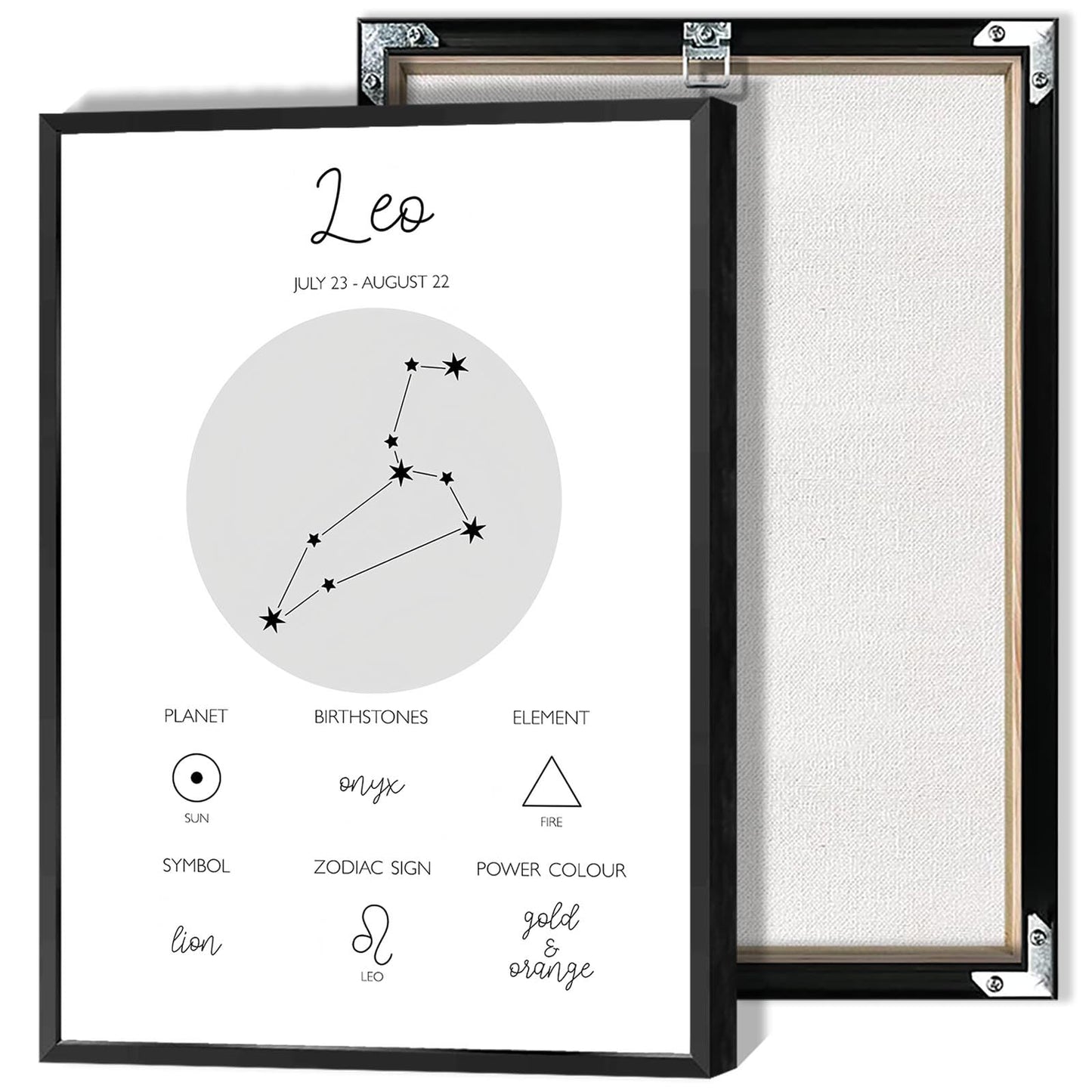 Leo Zodiac Canvas Wall Art Fire Signs Horoscope Poster Constellation Astronomy And Astrology Aesthetic Print Painting For Living Room Bedroom Office Wall Decor 12x16in Unframed