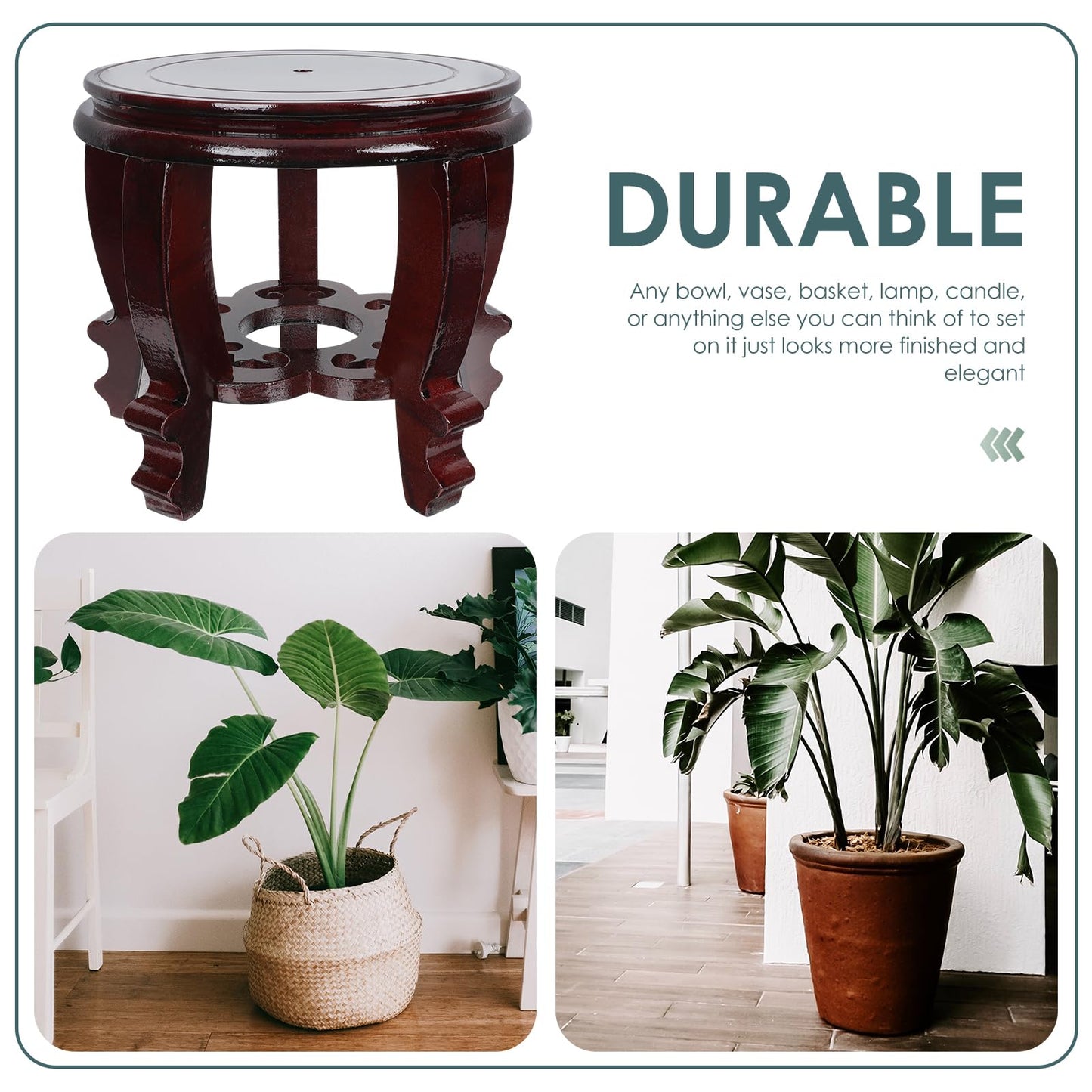 Hemoton Wooden Planter Stand Oriental Style Plant Stand Plant Holder Stool Chinese Display Pedestal Fishbowl Vase Aquarium Table Lamp Teapot Stand for Home Patio