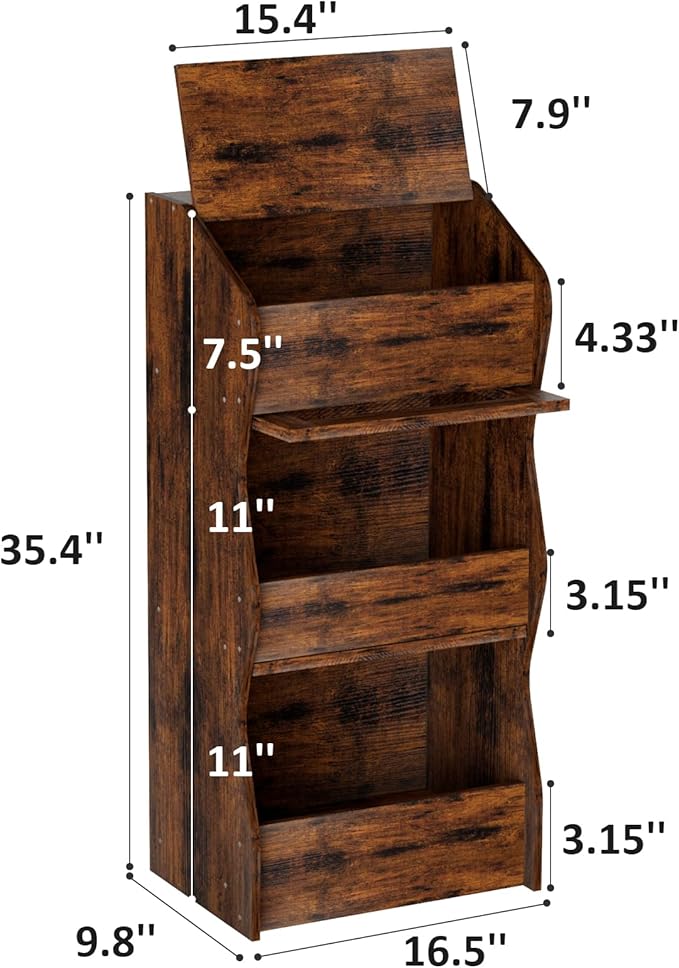 Potato and Onion Storage Bin with Lid, Root Vegetable Storage Rustic Bread Box for Kitchen Pantry, Wooden Bread Cabinet Fruit Storage Rack,Brown