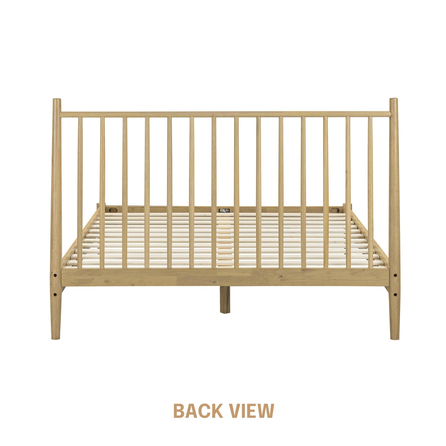NTC Inno Wooden Bed Frame with Headboard, Solid Oak and Rubber Wood Foundation with Silent Slats and Wood Central Supports, 1000 Lb Capacity, Effortless Assembly, Queen - Sand
