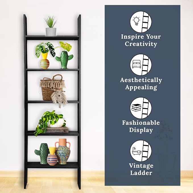 BARNWOODUSA Throw Blanket Ladder – Fully Assembled Reclaimed Wood – Rustic Decorative Ladder for Towels, Quilts, & More – Perfect Farmhouse Decor for Bathroom, Porch, or Living Room,5ft18.
