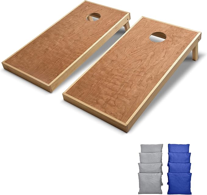 GoSports 4’ x 2’ Commercial Grade Cornhole Boards Set - Natural Wood Cornhole Boards, Choose from Different Bean Bag Color Combinations
