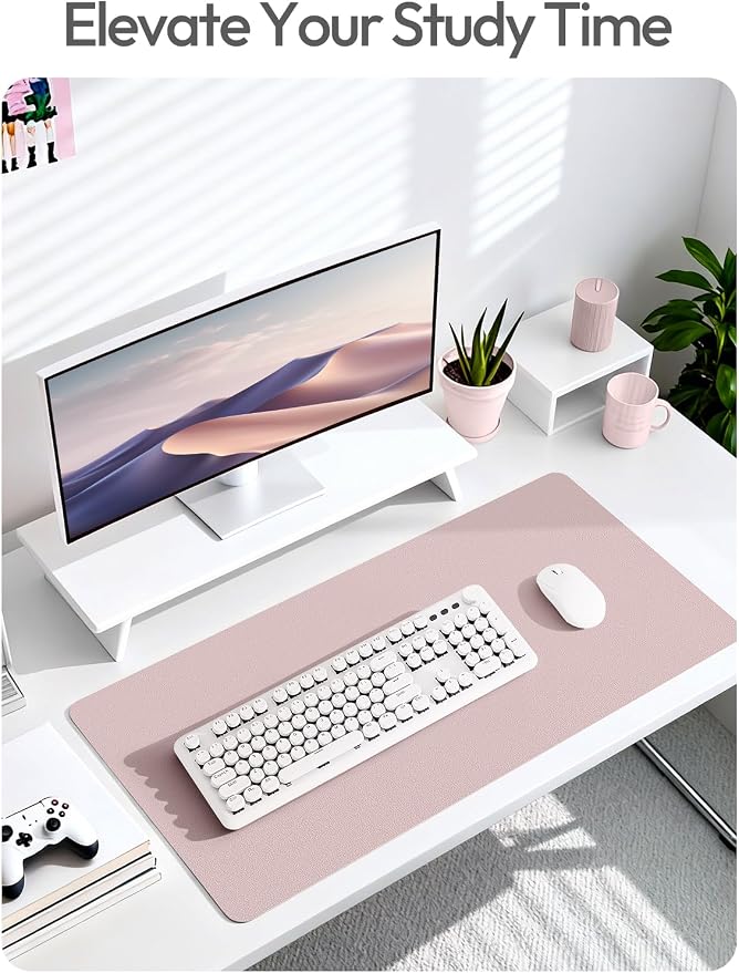 YSAGi Leather Desk Protector, Office Mat, Large Mouse Mat, Non-Slip PU Leather Blotter, Laptop Desk Mat, Waterproof Writing Pad for Office and Home(Grayish Lavender, 40" x 24")