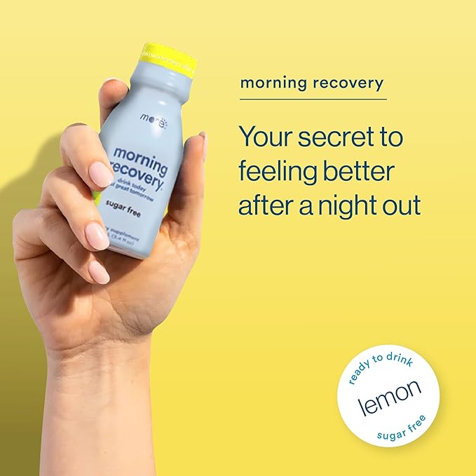 Morning Recovery Electrolyte, Milk Thistle Drink Proprietary Formulation to Hydrate While Drinking, Highly Soluble Liquid DHM, Non GMO, Vegan, Gluten-Free, Sugar-Free Lemon, Pack of 6