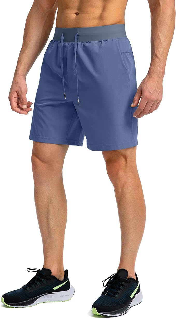 Men's Running Shorts with Zipper Pockets 9 Inch/ 7 Inch / 5 Inch Lightweight Quick Dry Gym Workout Athletic Shorts for Men(7 inch)