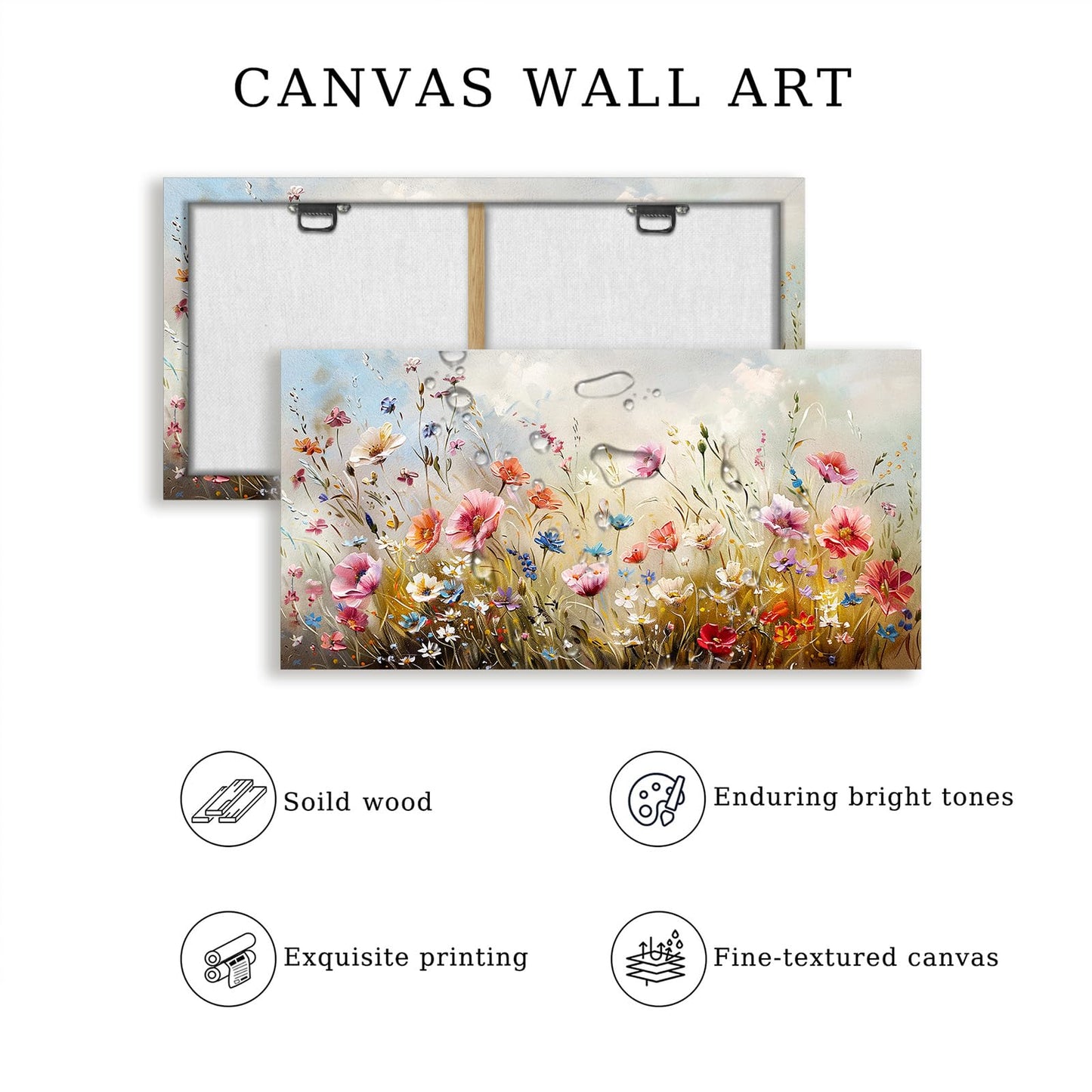 crmotu Floral Botanical Wall Art, Blooming Wildflowers Large Artwork, Flower Market Canvas Art Prints, Meadow Plant Nature Wall Decor, Rustic Wall Paintings for Living Room Bedroom Farmhouse 20"X40"