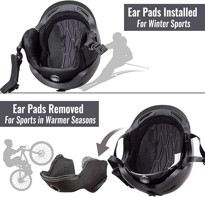Ski and Snowboard Helmet - Active Ventilation, Audio Compatible Snow Sports Luxury Helmet With ASTM Standard Safety for Men, Women and Youth