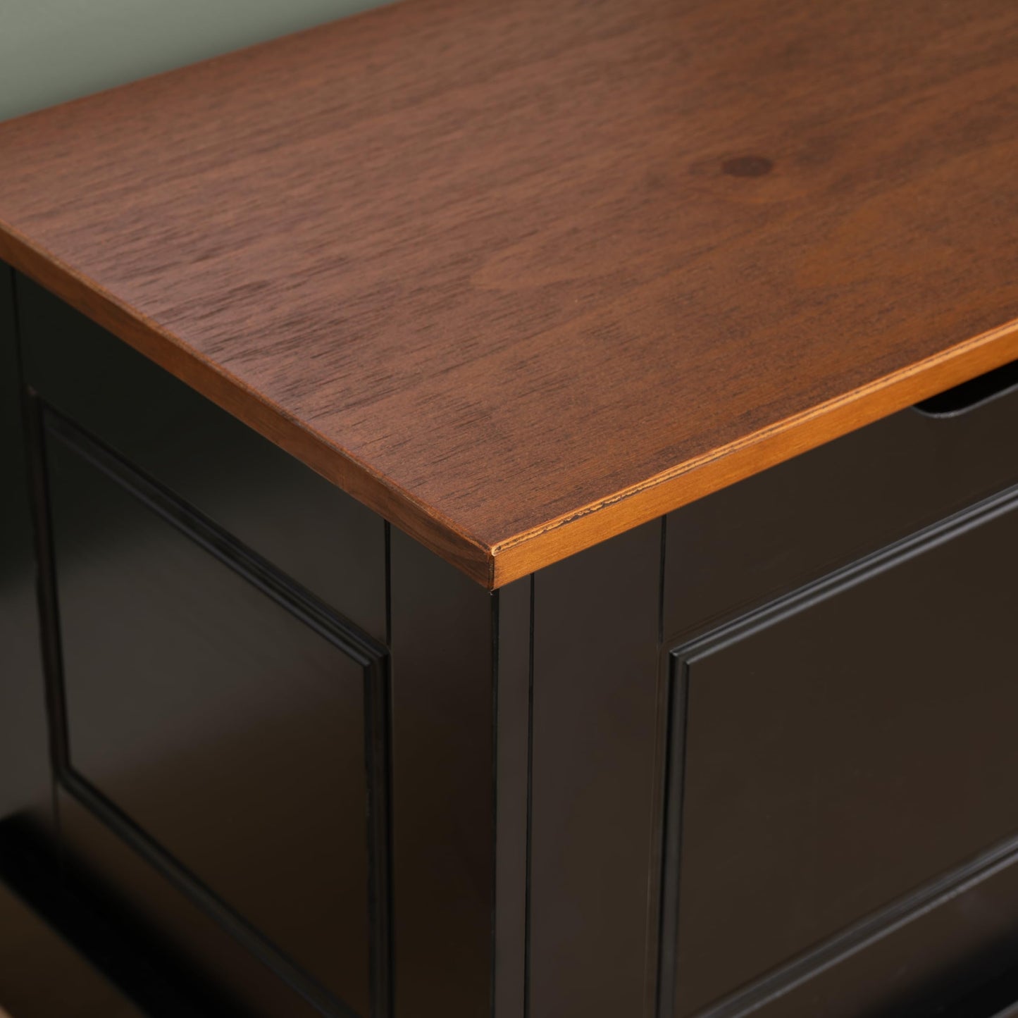 Linon Harris Black and Walnut Backless Kitchen Dining Nook with Hidden Storage Bench Space